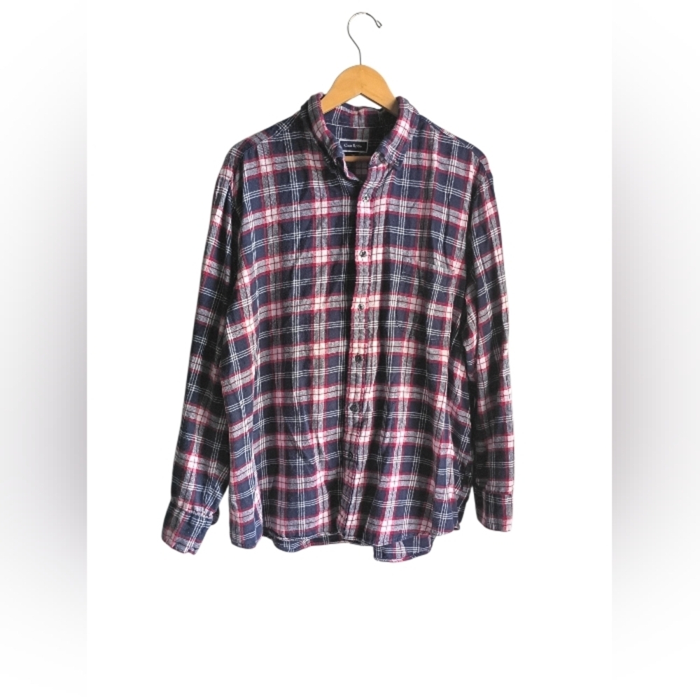 Club Room Plaid Button down Longsleeve Shirt Size XXL